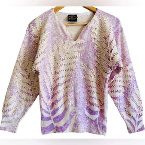 Queen Of Saba Sweaters - QUEEN OF SABA Vintage Lambswool Angora Blend Sequin Pullover Sweater Size 44 (M)